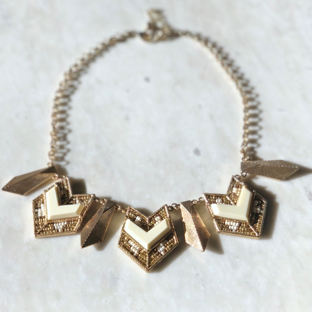 Gold Chevron Statement Necklace